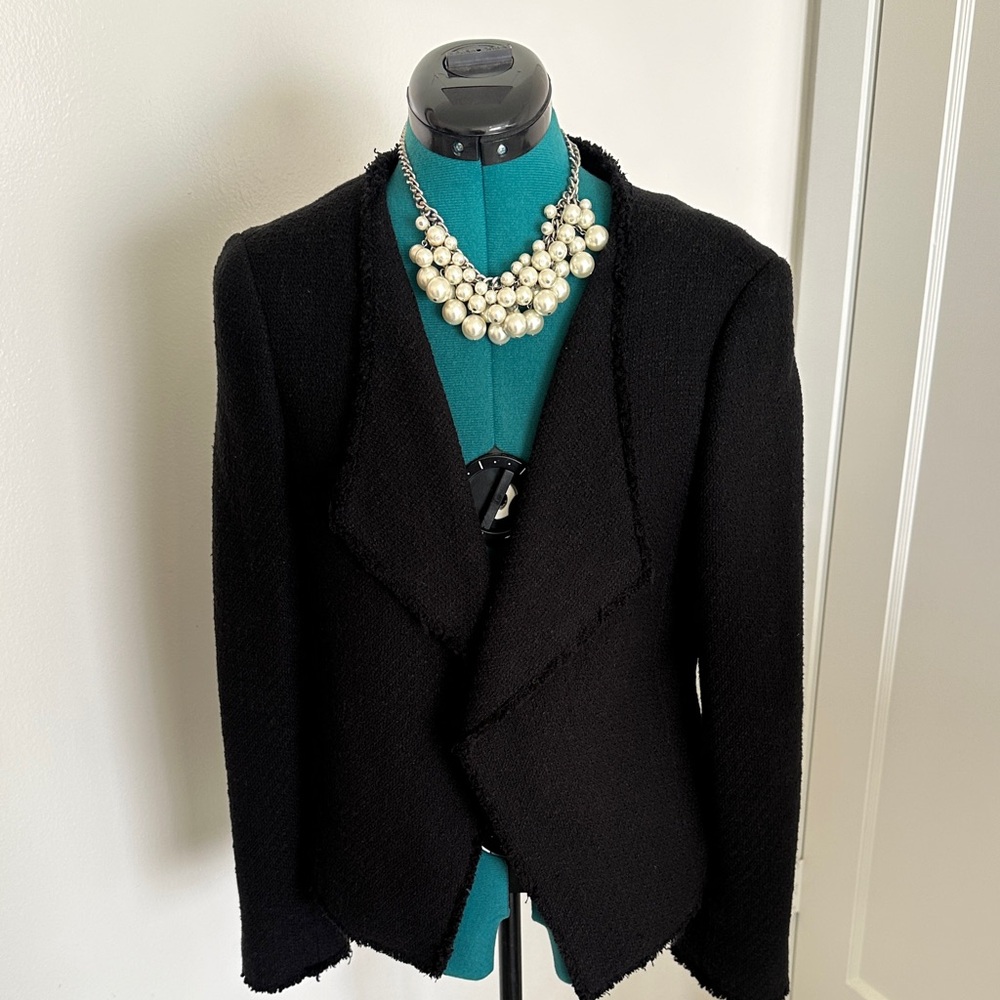 Lift Fringe Trimmed Open Black Women's Jacket